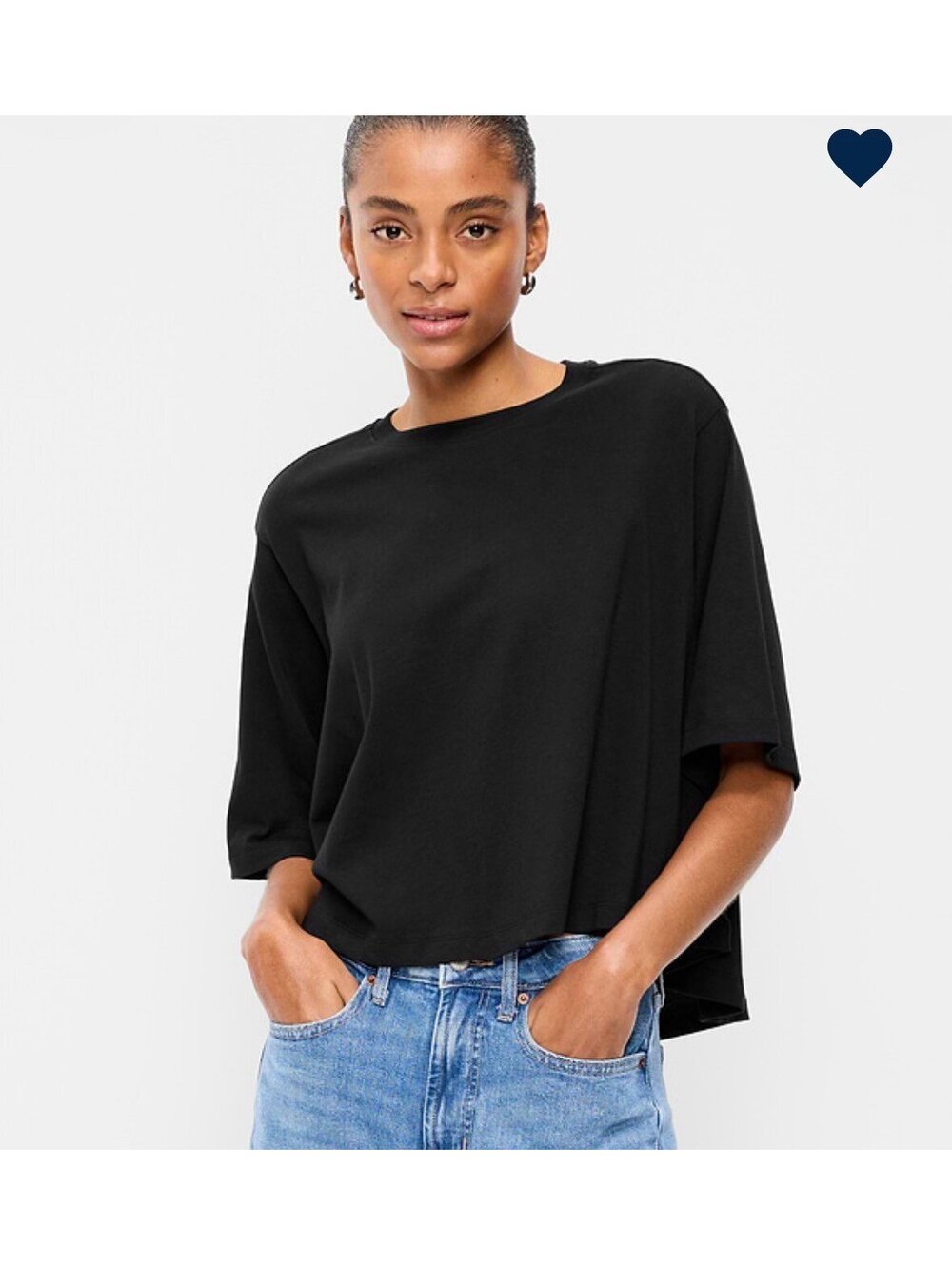 Old Navy Black Short-Sleeve Trapeze T-Shirt Size Md